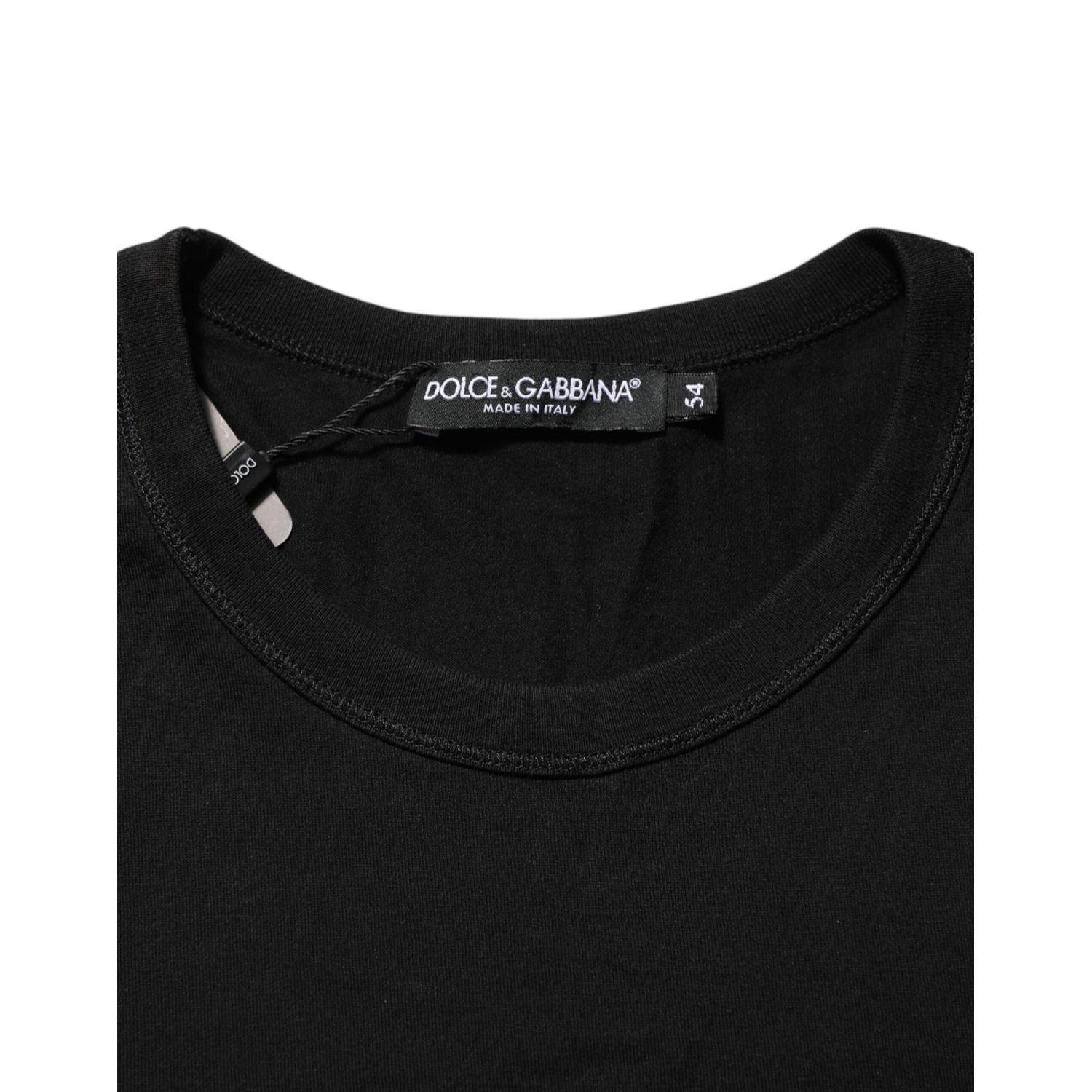 Dolce & Gabbana Black Logo Plaque Cotton Crew Neck T-shirt