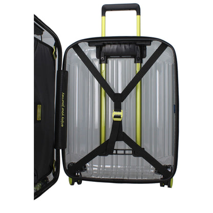 Open view of Piquadro Gray Polycarbonate Luggage And Travel showing interior compartments and straps.