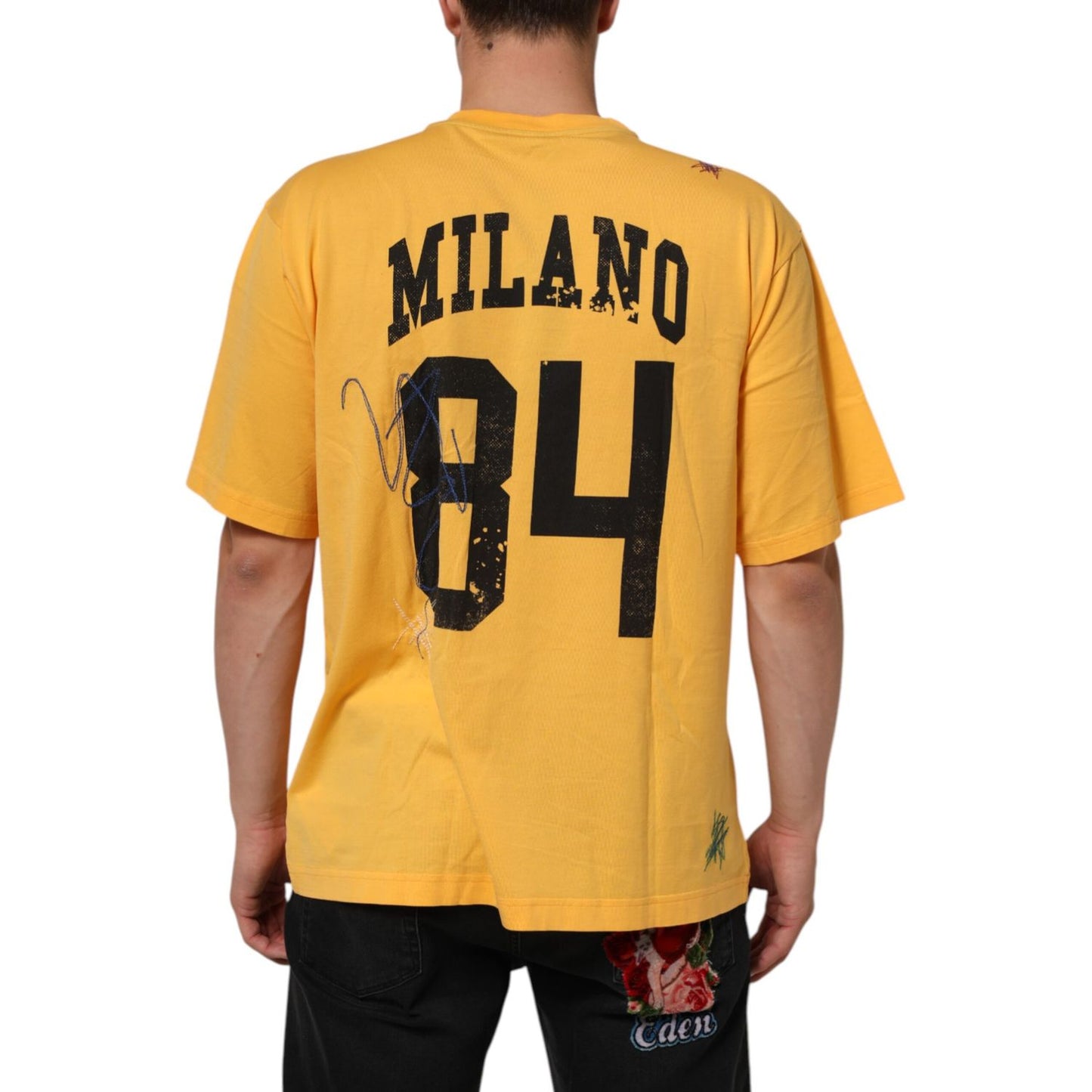 Dolce & Gabbana Yellow Secret Graden Floral Cotton CrewNeck T-shirt