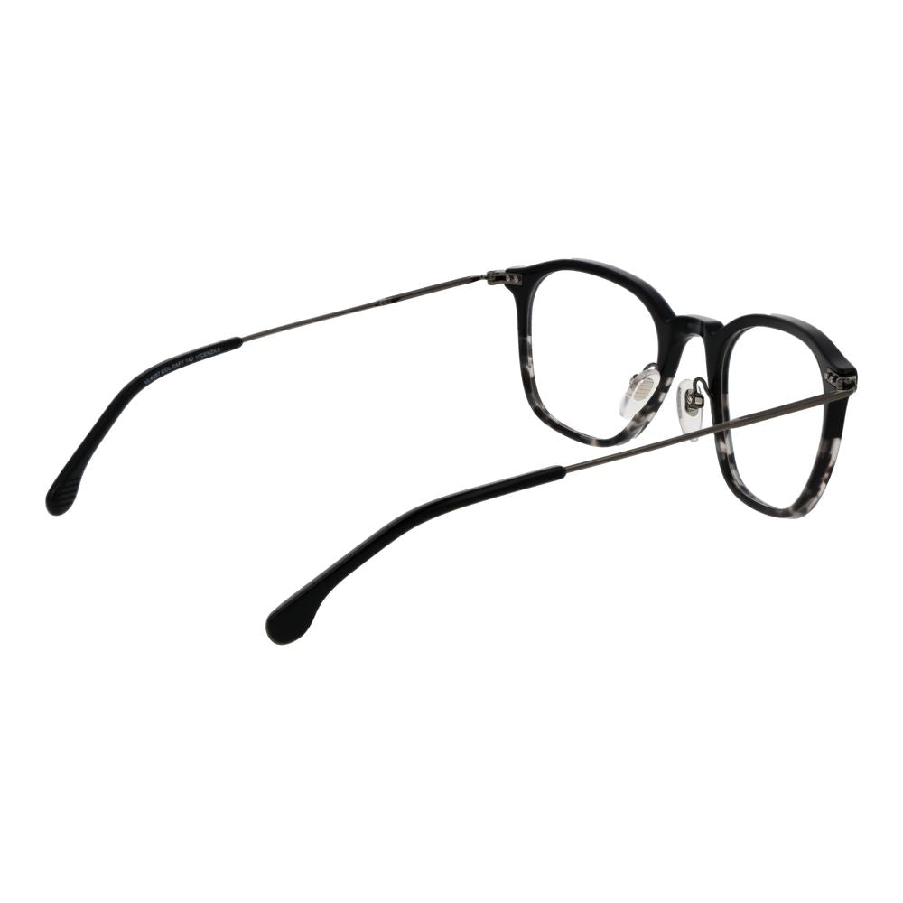 Lozza Black Metal Glasses (Frames) unisex full-rim square style with black metal frame and demo plastic lenses, includes branded case.
