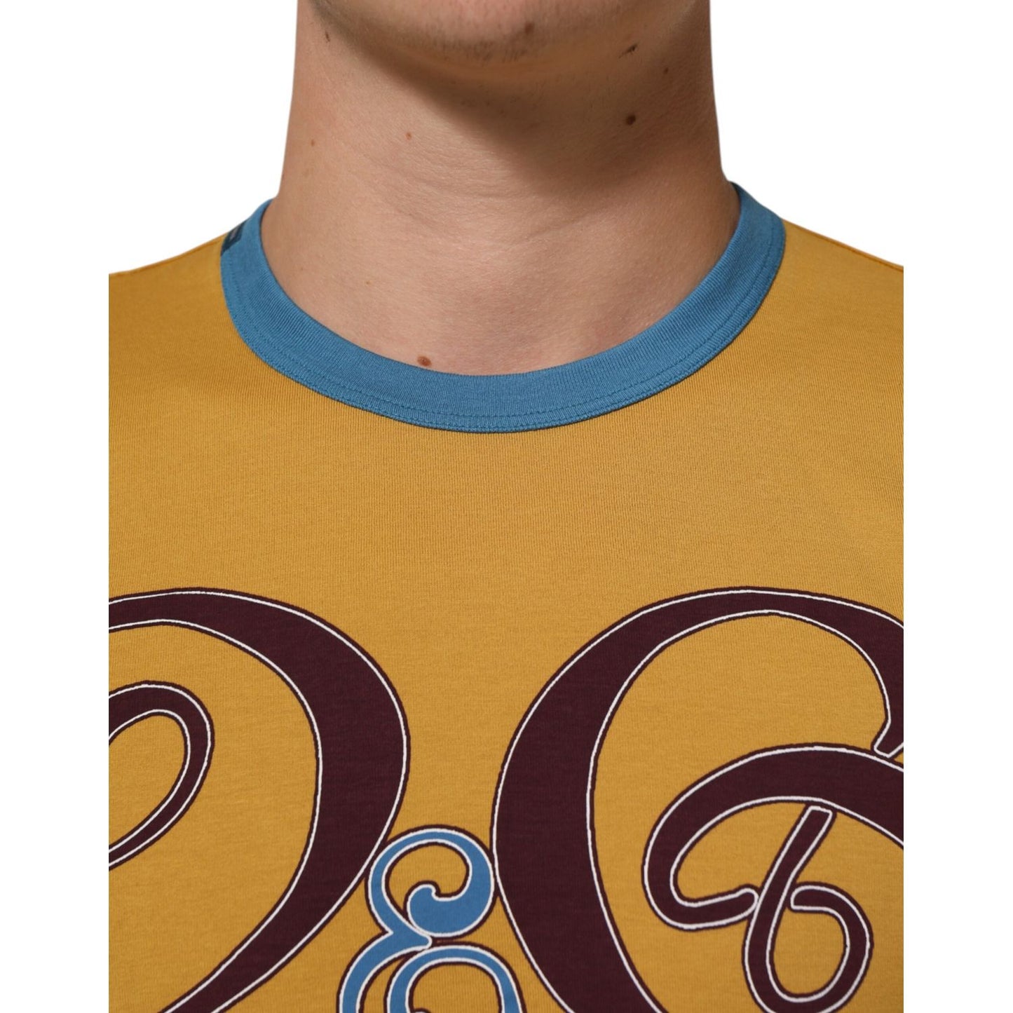 Dolce & Gabbana Yellow Logo Crew Neck Short Sleeves T-shirt