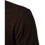 Close-up of Dolce & Gabbana Brown Coin Laurel Print Men Crew Neck T-shirt sleeve detail, highlighting premium cotton fabric.
