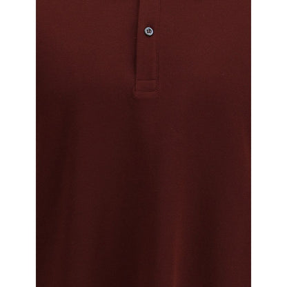Alexander McQueen Bordeaux Cotton Polo Shirt with striped detail and logo on back, AW25, 100% cotton, modern style, made in Italy.