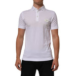 Dolce & Gabbana White Collared Short Sleeves Polo Men T-shirt with button closure, logo detail, crafted from high-quality cotton for a refined look.