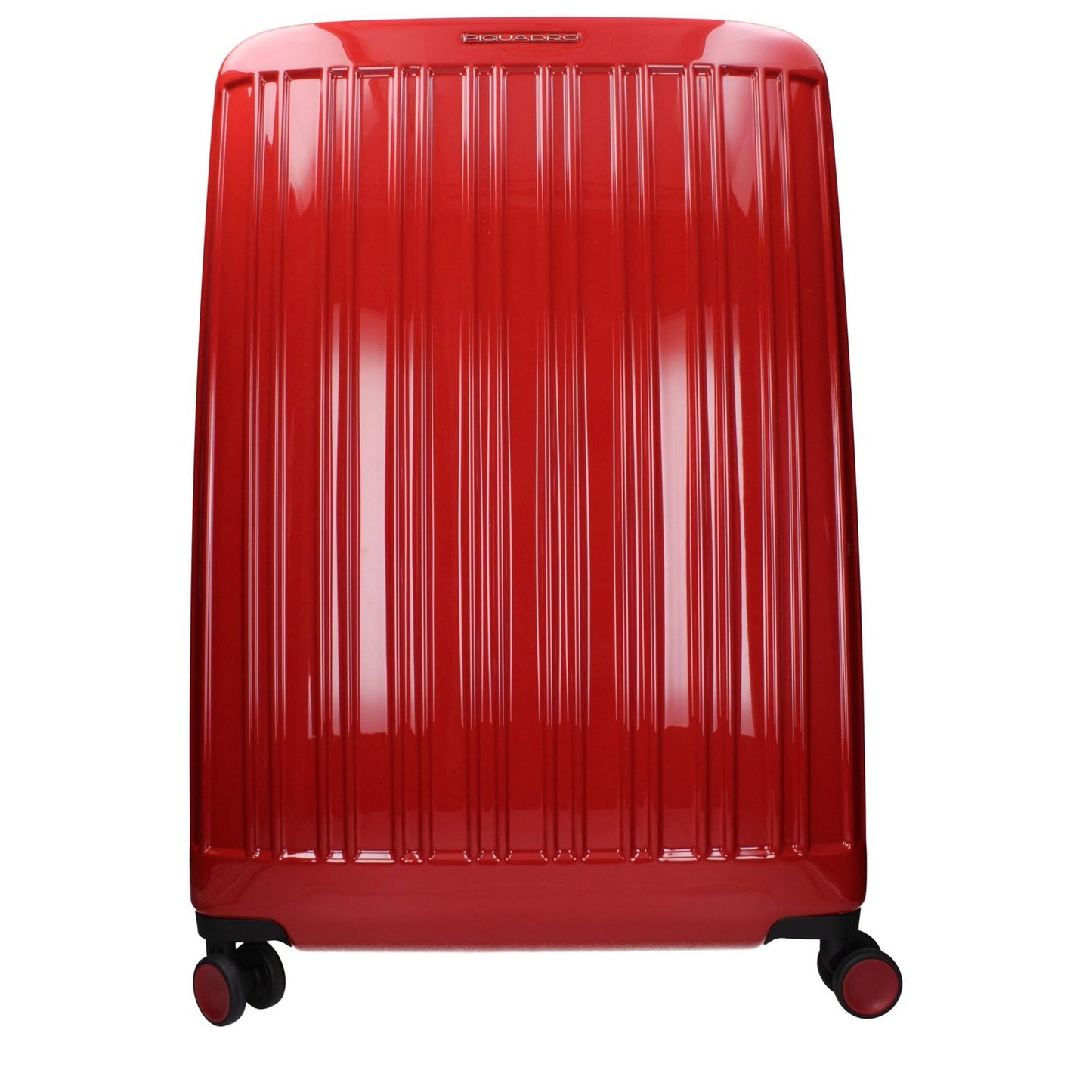 Piquadro Red Polycarbonate Luggage And Travel with TSA closure and vintage effect design, featuring front and side logos.