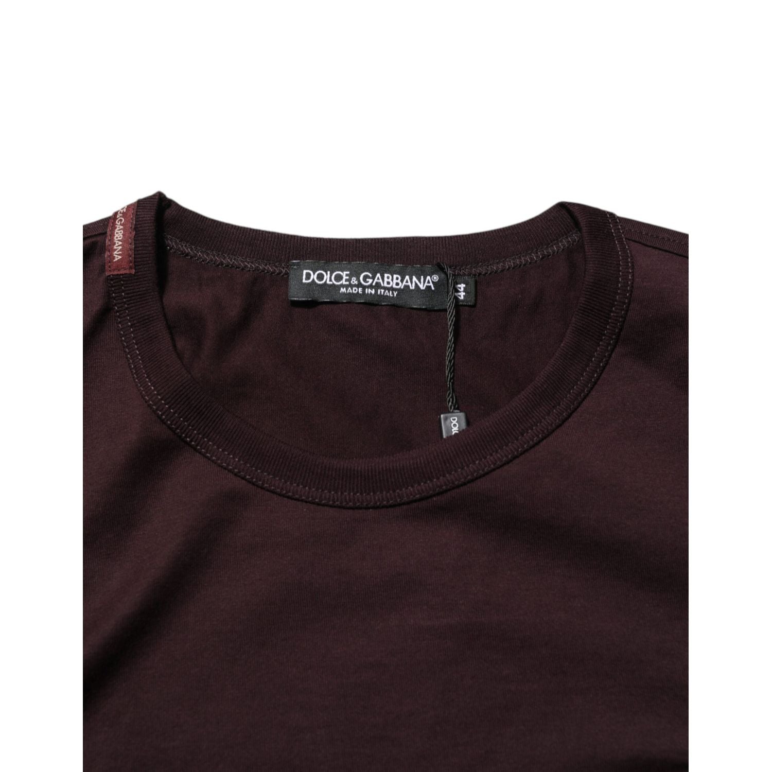 Dolce & Gabbana Brown Logo Plaque Cotton Crew Neck T-shirt
