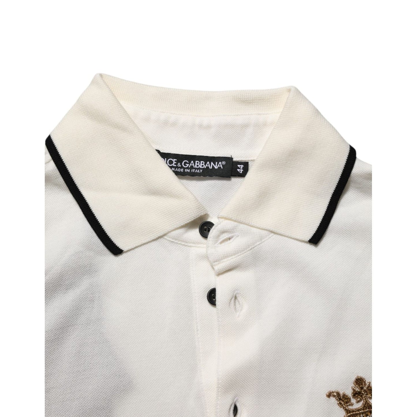 Dolce & Gabbana White Logo Embroidery Cotton Polo T-shirt