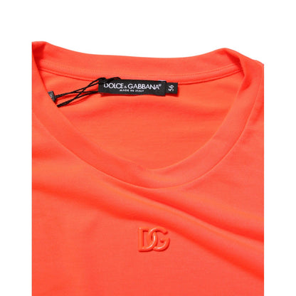 Dolce & Gabbana Neon Orange Polyester Men Crew Neck T-shirt