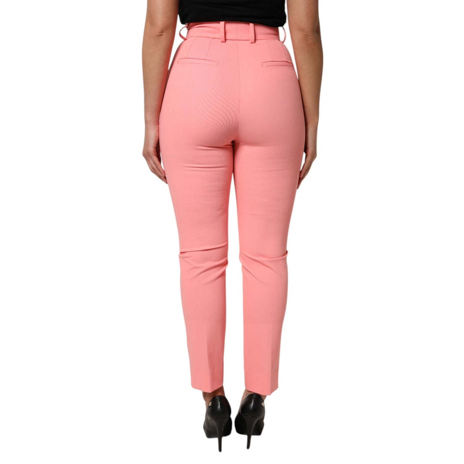 Dolce & Gabbana Pink High Waist Dress Tapered Trouser Pants