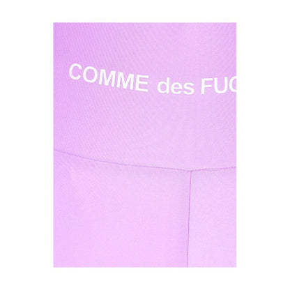 Comme Des Fuckdown Purple Polyester Short with logo print, stretch lycra biker shorts