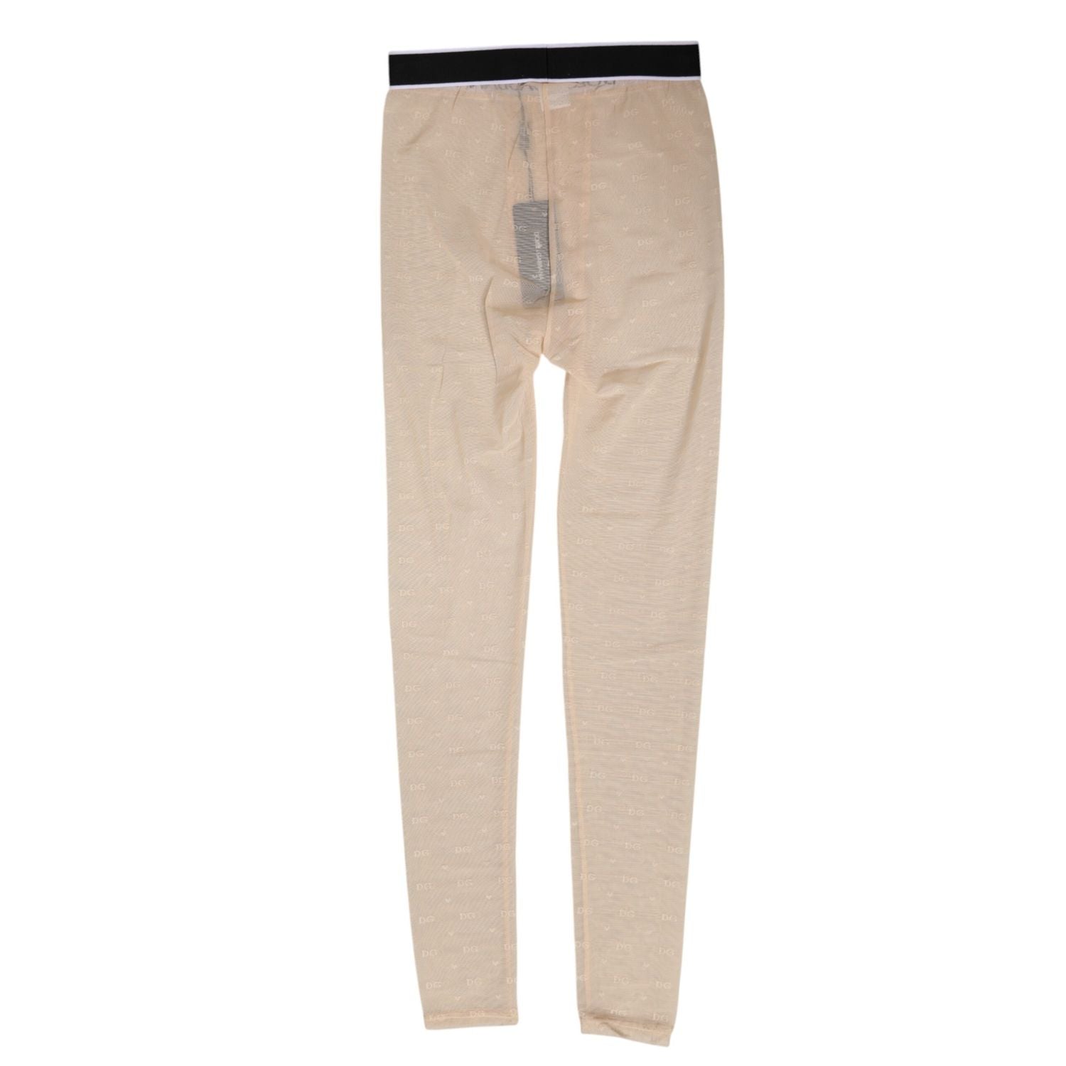 Dolce & Gabbana Beige Nylon Logo Lace Leggings Pants Underwear
