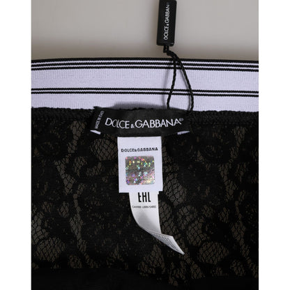 Dolce & Gabbana Black Lace Slip Brief Logo Waistband  Underwear