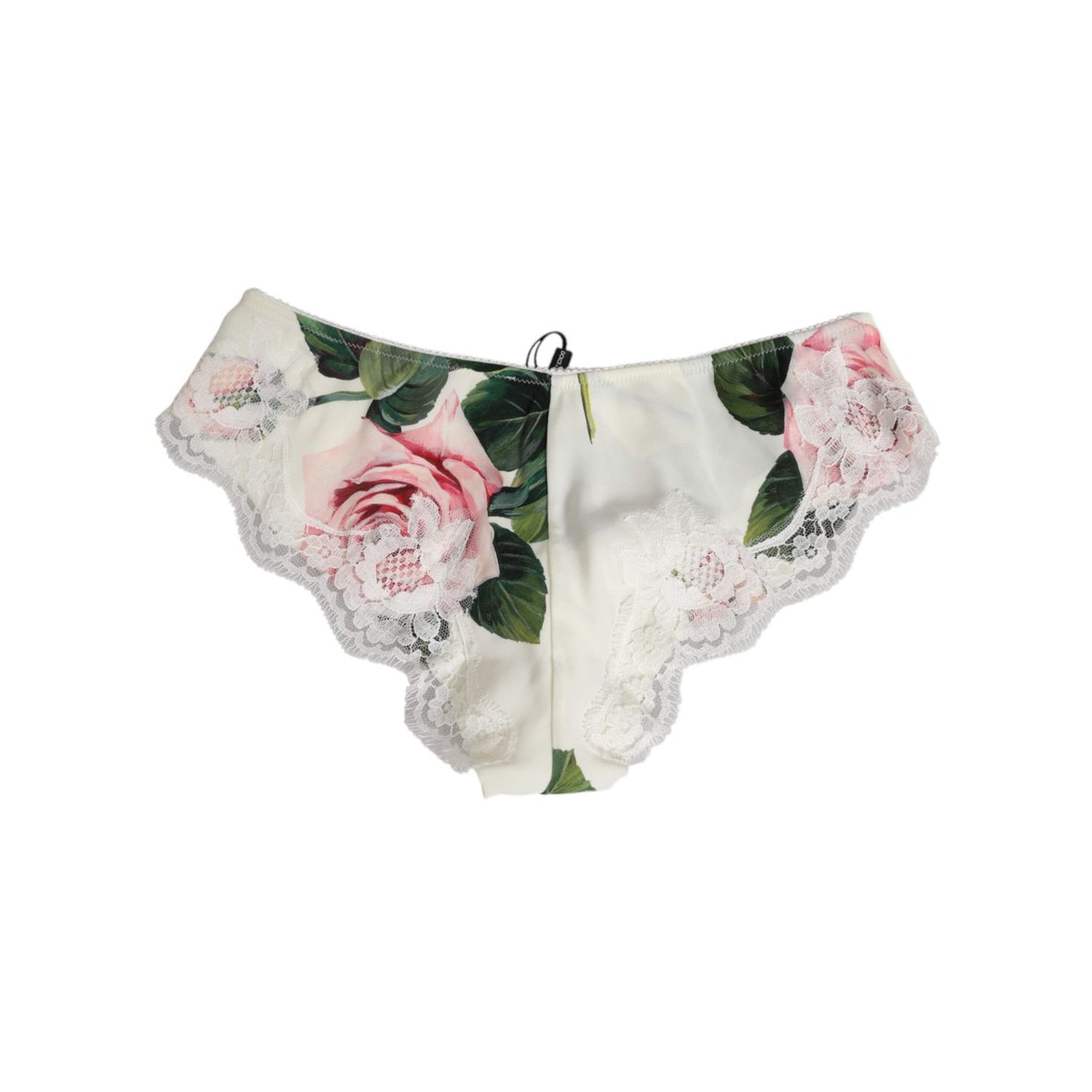 Dolce & Gabbana White Silk Satin Floral Lace Trim Slip Underwear