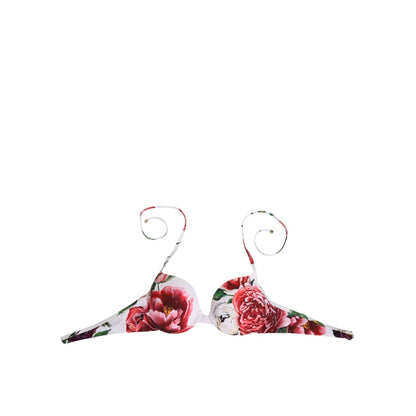 Dolce & Gabbana White Floral Print Halter Bikini Top Swimwear