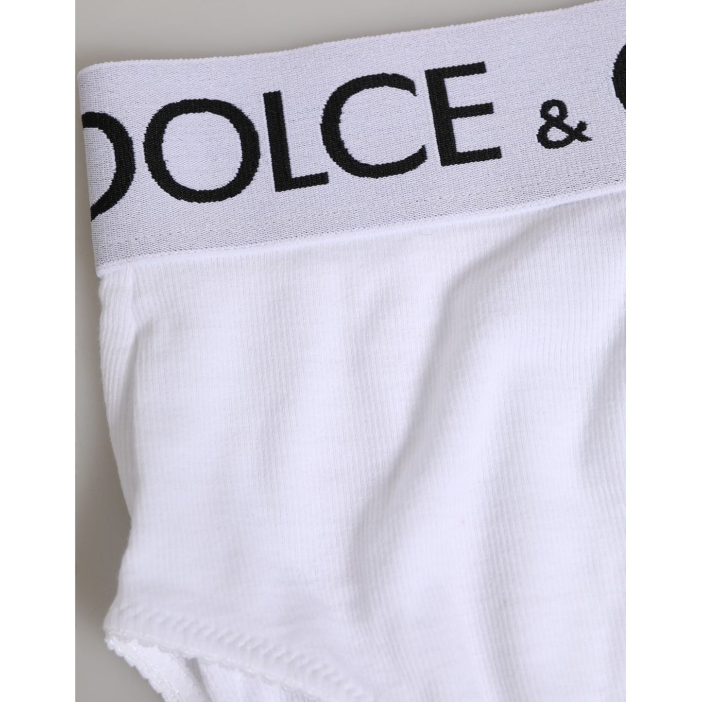 Dolce & Gabbana White Cotton Stretch High Waist Panty Underwear