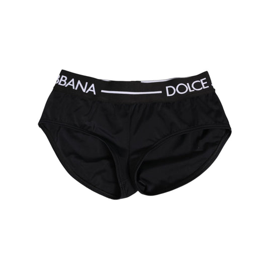Dolce & Gabbana Black Nylon Logo Waistband Shorts Underwear featuring sleek design and iconic branded waistband.