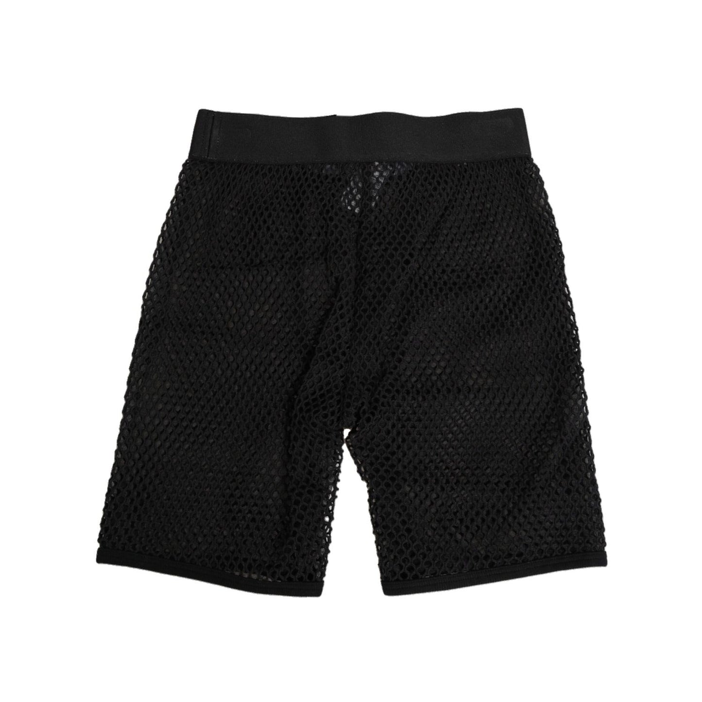 Dolce & Gabbana Black Cotton Logo Shorts Midi Trouser Underwear featuring mesh design and elastic waistband, made in Italy.