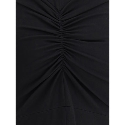 Ruched detailing on Jacquemus Black Viscose Cocktail Dress, slim fit, cap sleeves, high neckline, AW25 collection.