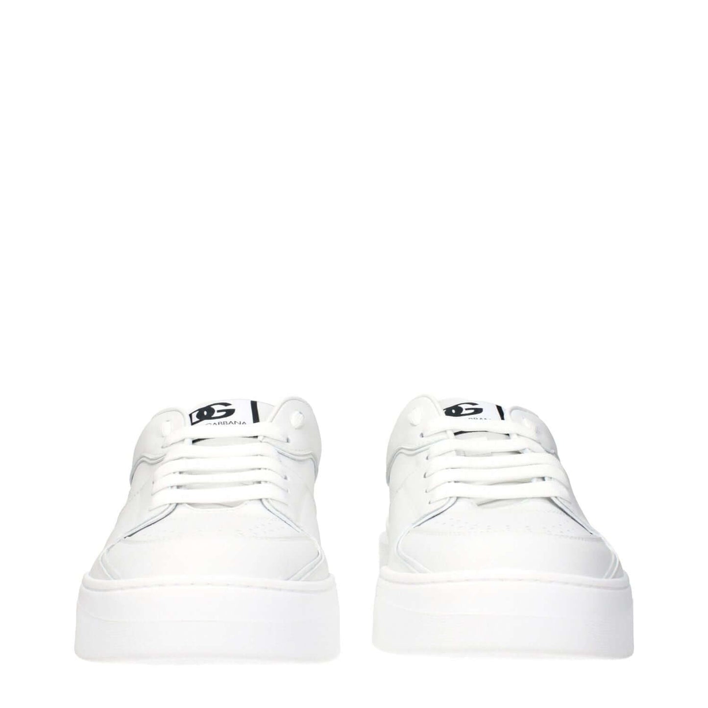 Dolce & Gabbana White Leather Low Top Sneakers