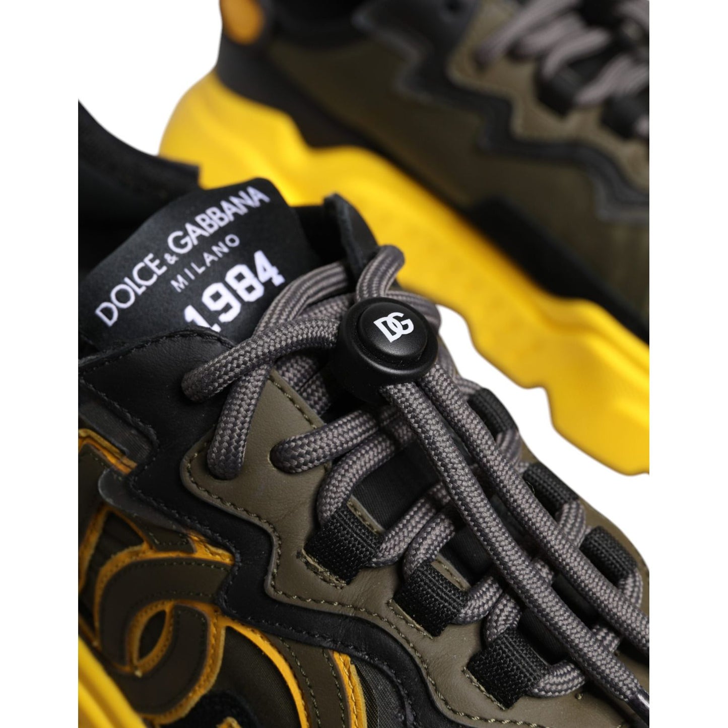 Dolce & Gabbana Black Yellow Daymaster Low Top Sneakers  Shoes