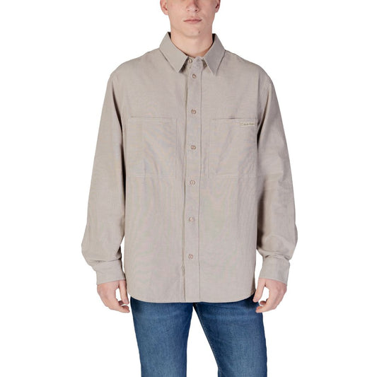 Calvin Klein Jeans Beige Recycled Cotton Shirt 1728,71956299936,Beige,Calvin Klein Jeans,Clothing,IT48 | L,Men,New with tags,Shirts - Clothing