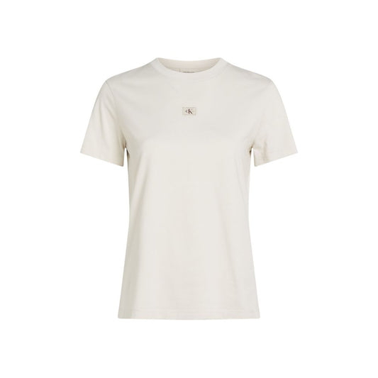 Calvin Klein Jeans Beige Recycled Cotton T-Shirt 1728,71956299936,Beige,Calvin Klein Jeans,Clothing,IT38|XS,New with tags,T-Shirts - Clothing,Women