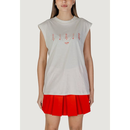 Replay Cream Cotton Tank Tops