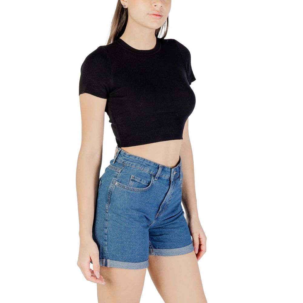 Jacqueline De Yong Black Viscose T-Shirt
