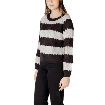 Jacqueline De Yong Black And White Marabou Sweatshirt