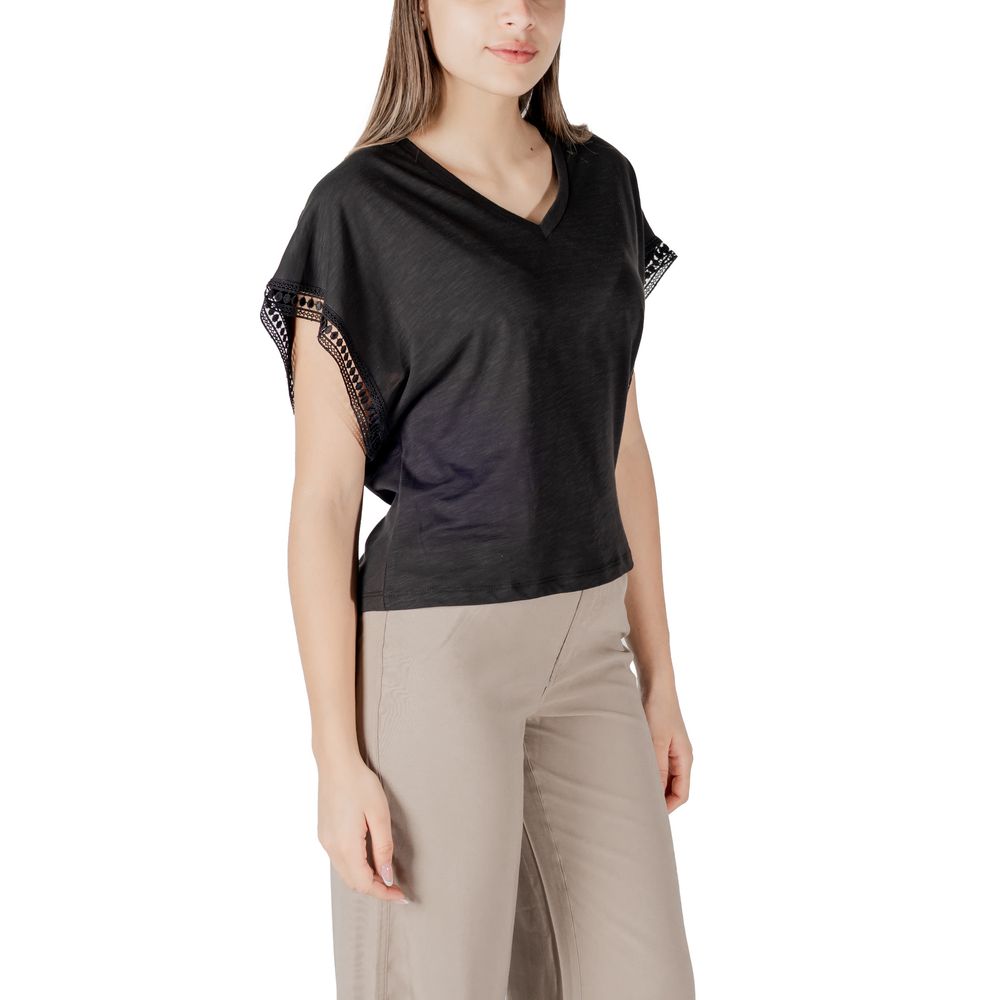 ICHI Black Cotton T-Shirt 1728,71956299936,Black,Clothing,ICHI,IT38|XS,IT40|S,IT42|M,New with tags,T-Shirts - Clothing,T-Shirts - T-Shirts - Clothing,Women