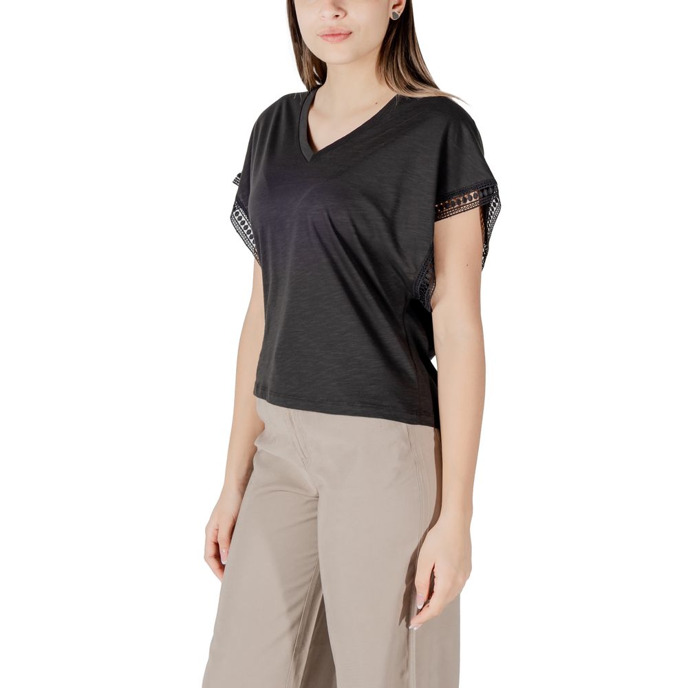 ICHI Black Cotton T-Shirt 1728,71956299936,Black,Clothing,ICHI,IT38|XS,IT40|S,IT42|M,New with tags,T-Shirts - Clothing,T-Shirts - T-Shirts - Clothing,Women