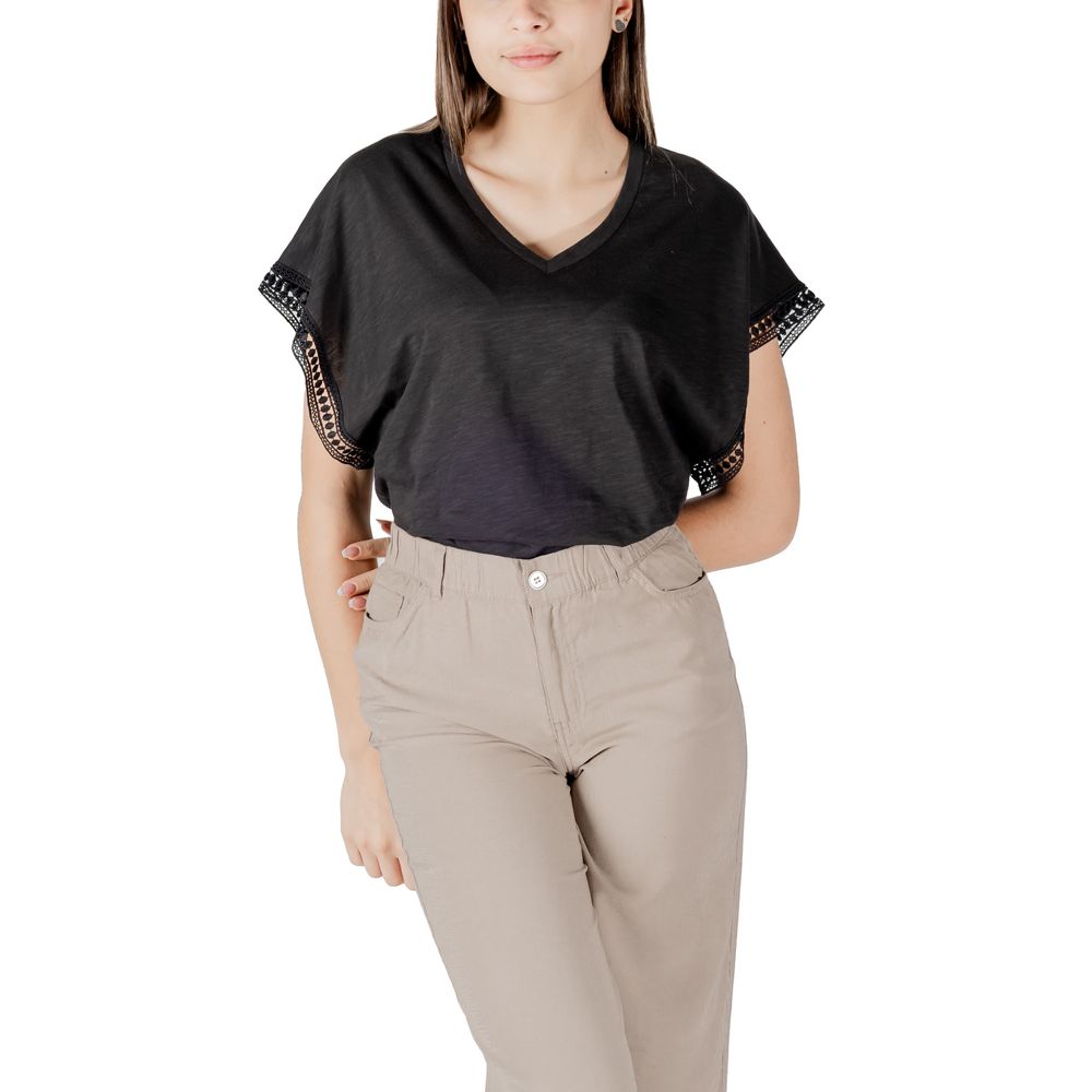 ICHI Black Cotton T-Shirt 1728,71956299936,Black,Clothing,ICHI,IT38|XS,IT40|S,IT42|M,New with tags,T-Shirts - Clothing,T-Shirts - T-Shirts - Clothing,Women