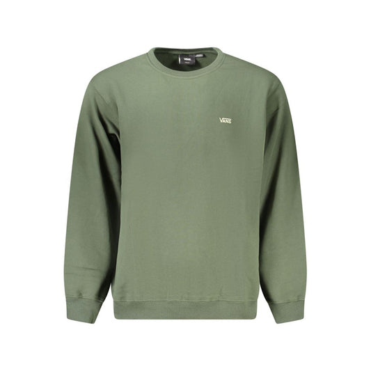 Vans Green Cotton Men Sweater with crew neck and Vans logo, perfect for streetwear fashion and skate parks.