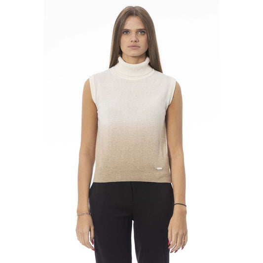 Baldinini Trend White Wool Women Sweater 1728,67345744032,Baldinini Trend,Clothing,M,New with tags,Sleeveless - Sweaters - Clothing,Sweaters - Clothing,White,Women