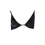 Alt Tag: Karl Lagerfeld Black Elastane Swimwear - Triangle swimsuit with lined interior, contrasting details, laces closure, and logo print.