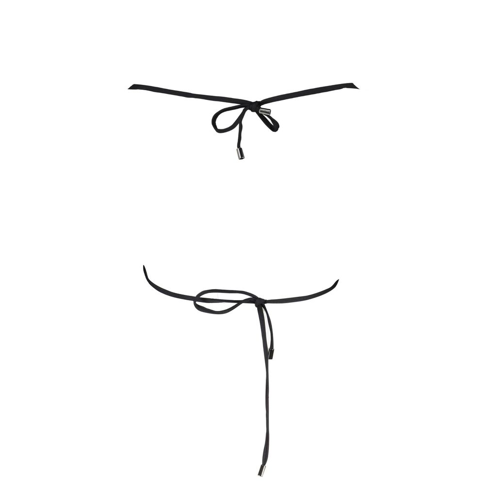 Back view of Karl Lagerfeld Black Elastane Swimwear showing laces closure and contrasting details.