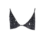 Karl Lagerfeld Black Elastane Swimwear, triangle swimsuit with lined interior and laces closure, featuring logo print.