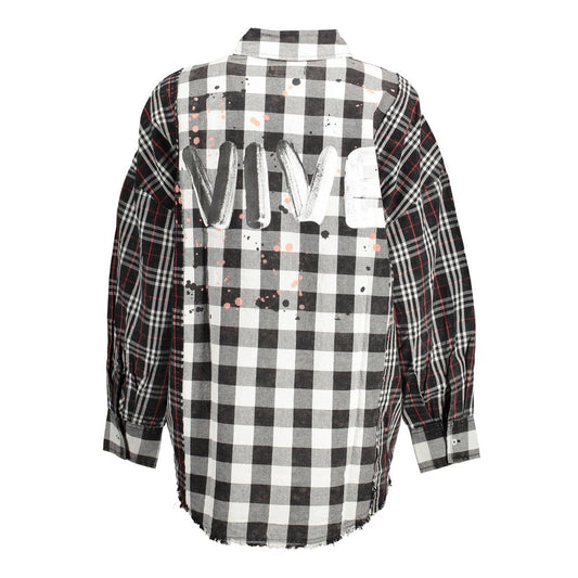 Desigual Black Cotton Shirt with long sleeves, Italian collar, button cuffs, and contrasting details featuring logo.