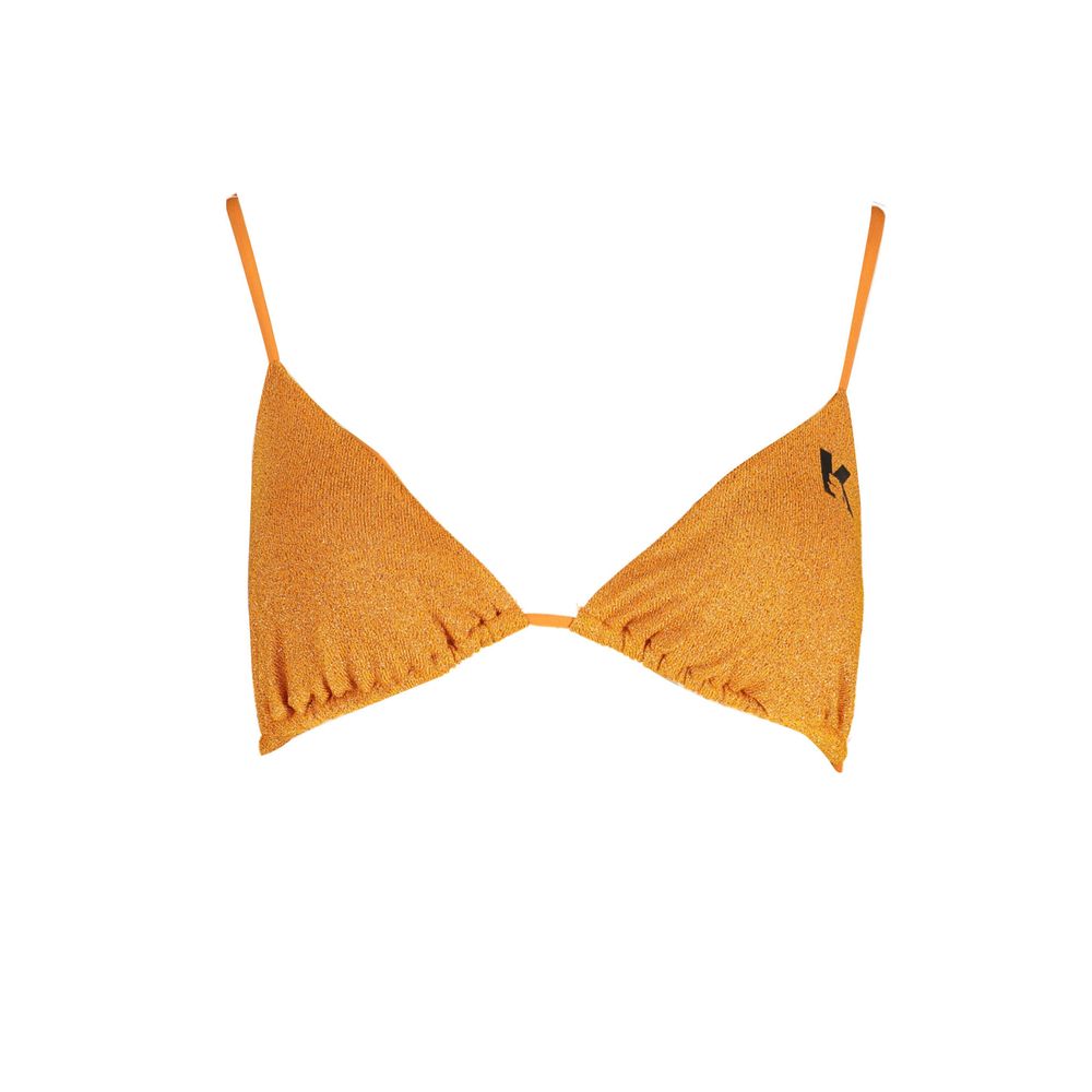 Karl Lagerfeld Orange Polyester Swimwear - triangle swimsuit with logo, lined interior, removable padding, neck fastening, lace closure.