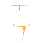 Karl Lagerfeld Orange Polyester Swimwear, triangle swimsuit with lined interior, removable padding, adjustable neck ties, logo print.
