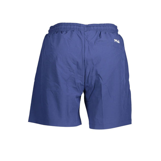 Fila Blue Polyester Swimwear with elastic waistband and logo, featuring 2 side pockets and 1 back pocket, ideal for beach activities