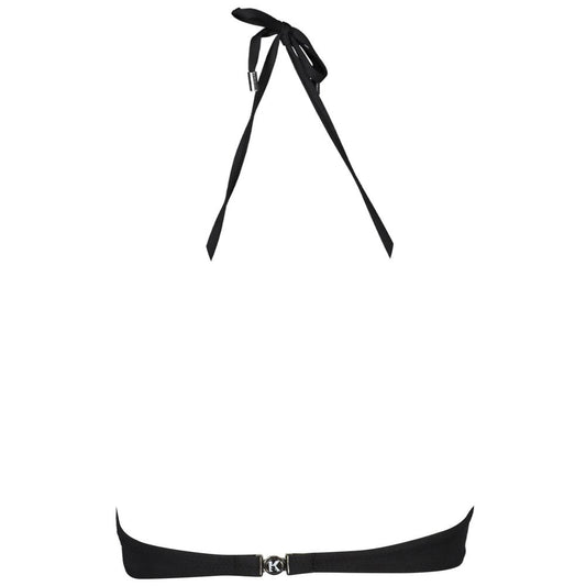 Karl Lagerfeld Black Elastane Swimwear with neck tie and logo clip closure