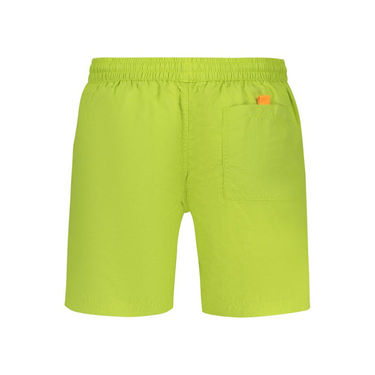 Norway 1963 Green Polyamide Swimwear featuring swim boxer design, elastic waist, and multiple pockets.