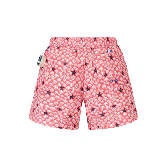 North Sails Red Polyester Swimwear patterned boxer shorts with elastic waist, contrasting details, and logo, ocean positive design.