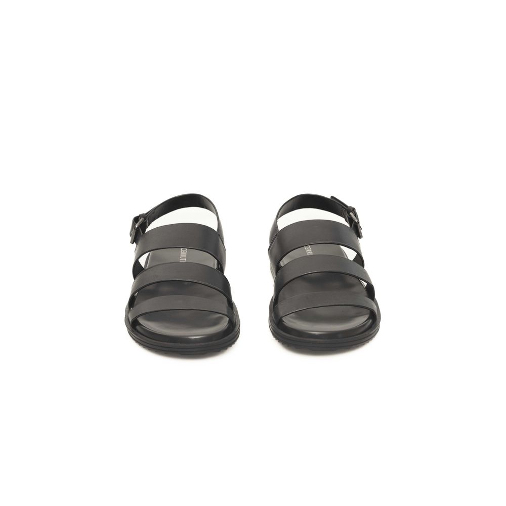 Cerruti 1881 Black Leather Men Sandal