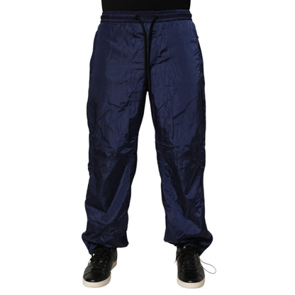 Dolce & Gabbana Blue Nylon Straight Jogger Sweatpants Pants