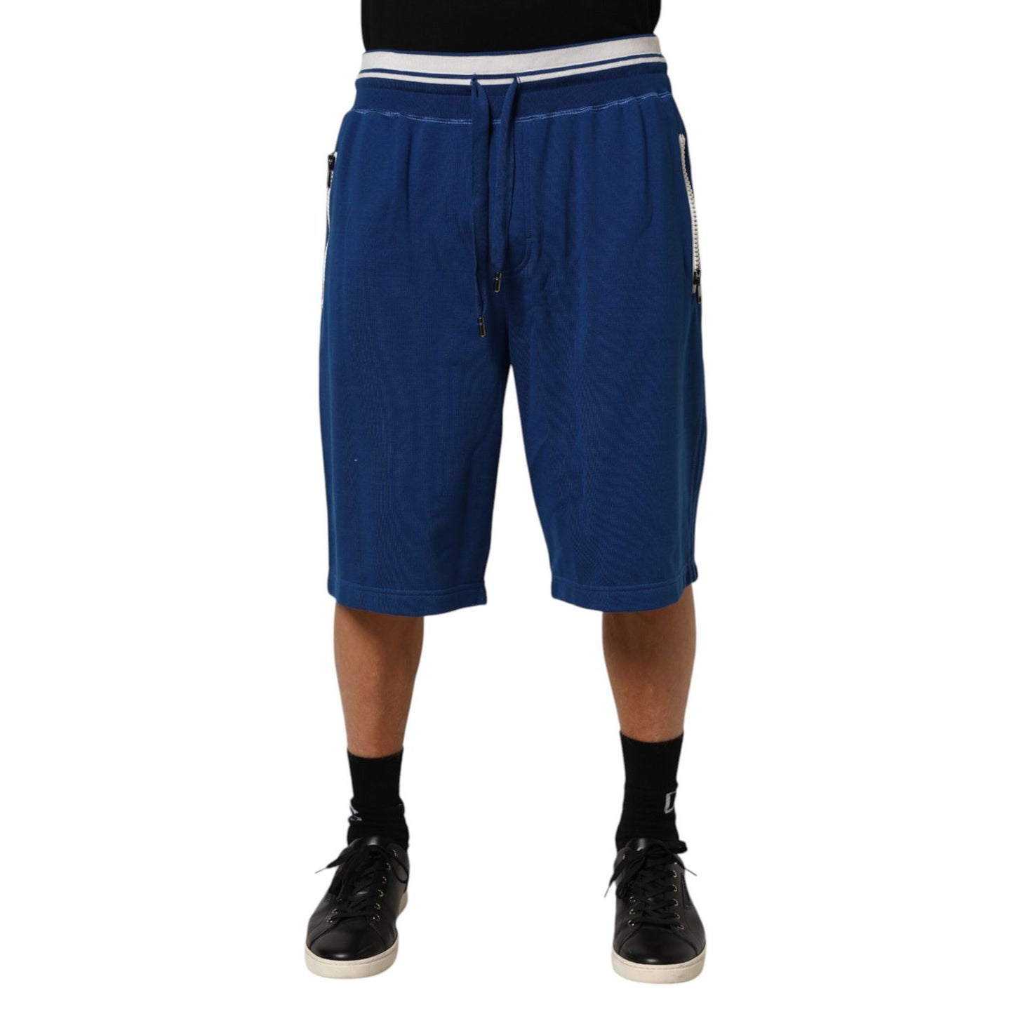 Dolce & Gabbana Blue Cotton Blend Bermuda Sweatpants Shorts