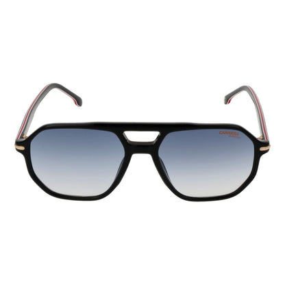 Carrera Black Acetate Sunglasses with blue gradient lenses, full-rim black acetate frame, aviator style for men with 100% UVA & UVB protection.
