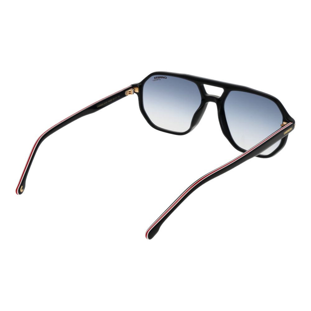 Carrera Black Acetate Sunglasses with full-rim black frame and gradient blue lenses, offering 100% UVA & UVB protection, style aviator.