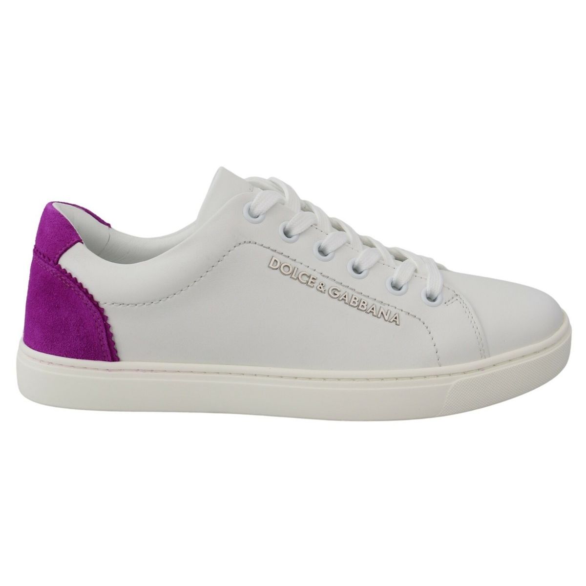 Dolce & Gabbana White Suede Leather Low Top Sneakers Shoes